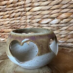 Heart Pottery Votive Holder 2.5"
